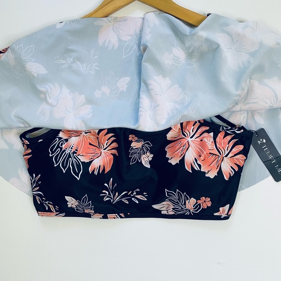 🍍TEMPT ME OFF SHOULDER FLOUNCE FLORAL TOP SWIMWEAR - Picture 2 of 3